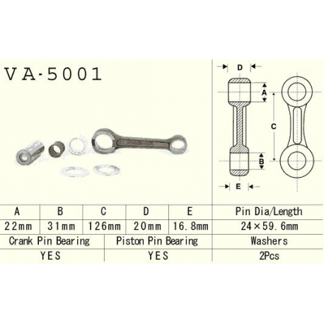 Vesrah, ojniční sada Honda CR 250 '84-'01 (VA5001) (MADE IN JAPAN) GAS GAS NEW EC 250/300 '18-'19 GAS GAS ENGINE