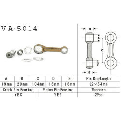 Vesrah, ojniční sada Honda CR 125 '88-'07 (VA5014) (MADE IN JAPAN)