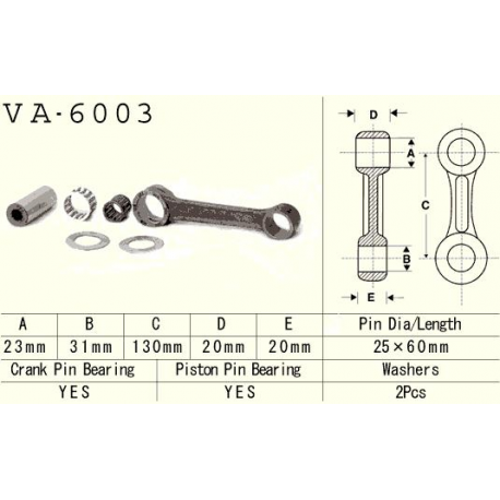 Vesrah, ojniční sada Yamaha YZ 250 (YZ250) '83-'89 (VA6003) (MADE IN JAPAN)
