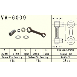 Vesrah, ojniční sada Yamaha YZ 250 (YZ250) '99-'20 (VA6009) (MADE IN JAPAN)