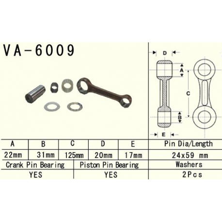 Vesrah, ojniční sada Yamaha YZ 250 (YZ250) '99-'20 (VA6009) (MADE IN JAPAN)