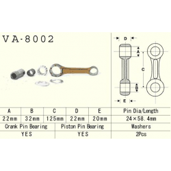 Vesrah, ojniční sada Kawasaki KX 250 (KX250) '78-'08 (MADE IN JAPAN) (VA8002)