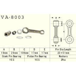 Vesrah, ojniční sada Kawasaki KX 125 (KX125) '94-'97 (MADE IN JAPAN) (VA8003)