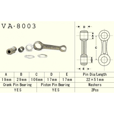 Vesrah, ojniční sada Kawasaki KX 125 (KX125) '94-'97 (MADE IN JAPAN) (VA8003)