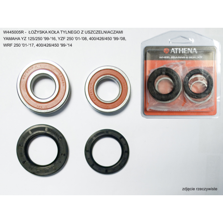 Athena, sada ložisek a gufer zadního kola, Yamaha YZ 125/250 '99-'16, YZF 250 '01-'08, 400/426/450 '99-'08, WRF 250 '01-'17,