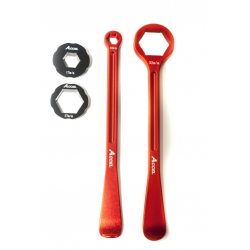 Accel, sada montpák na pneumatiky (23+24cm) ALU7075, kované, s klíčemi 10,13,17,27,32 mm oranžová barva