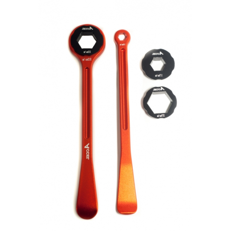 Accel, sada montpák na pneumatiky (23+24cm) ALU7075, kované, s klíčemi 10,13,17,22,27,32 mm oranžová barva