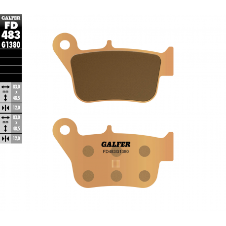 Galfer, brzdové desky KH628 Sintered (zlaté) skútr SYM (zadní) MAX 400 '11- , 600 '15-