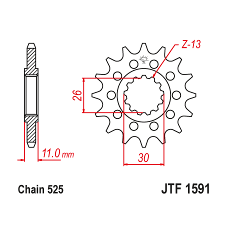 JT, přední řetězové kolečko, 2091 15, s gumovou výplní, Yamaha FZ8 '10-'15, MT 09 '14-'17, MT 07 '14-'17 TDM 900 '02-'13 (JTF159