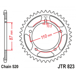 JT, rozeta 795 47 Suzuki DL 250 V-STROM '17-19, SFV 650 GLADIUS '09-14 (+1) (JTR823.47)* (řetěz 520)