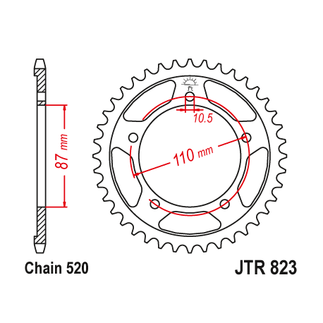 JT, rozeta 795 47 Suzuki DL 250 V-STROM '17-19, SFV 650 GLADIUS '09-14 (+1) (JTR823.47)* (řetěz 520)