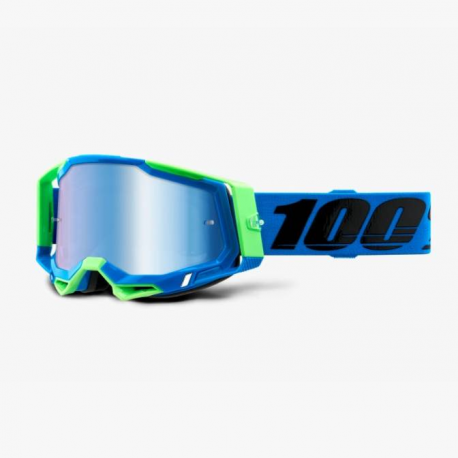 100%, MX brýle Racecraft 2 Goggle FREMONT - modré zrcadlové sklo, barva modrá/zelená