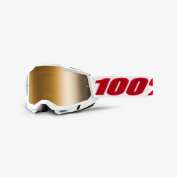 100%, MX brýle Accuri 2 Goggle DENVER – zlaté zrcadlové sklo, barva bílá/červená