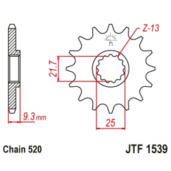 JT, přední řetězové kolečko, 2273 15 Kawasaki EX250/300 NINJA '08-'16 (JTF1539.15)* (řetěz 520)