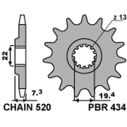 PBR, přední řetězové kolečko, 434 14 Suzuki DR 250 '82-'87, GZ 250, GN 250 (JTF434.14) (řetěz 520) (434.14JT)