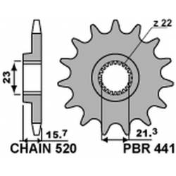 PBR, přední řetězové kolečko, 441 15 Yamaha XT 600 '87-'03, XTZ 660 '91-'98 (JTF577.15) (řetěz 520) (44115JT)
