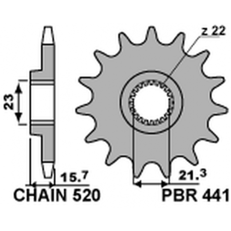 PBR, přední řetězové kolečko, 441 15 Yamaha XT 600 '87-'03, XTZ 660 '91-'98 (JTF577.15) (řetěz 520) (44115JT)
