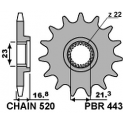 PBR, přední řetězové kolečko, 443 16 Yamaha XJ 600 DIVERSION '92-'03 (JTF582.16) (řetěz 520) (44316JT)