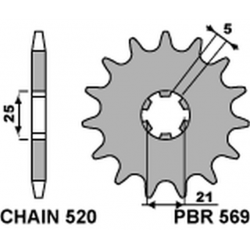 PBR, přední řetězové kolečko, 569 14 Kawasaki KX 250 '87-'98, Yamaha YZ 250 '77-'98 (JTF569.14) (řetěz 520) (56914JT)
