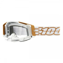 100%, MX brýle Racecraft 2 Goggle MAYFAIR - čiré sklo, barva bílá/zlatá