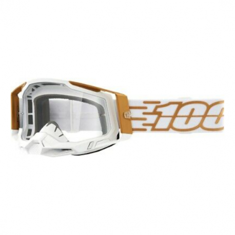 100%, MX brýle Racecraft 2 Goggle MAYFAIR - čiré sklo, barva bílá/zlatá