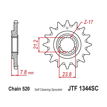 JT, přední řetězové kolečko, 2320 14 Honda CRF 250R 18-19 samočistící (Self Cleaning) (232014JTSC) (řetěz 520)