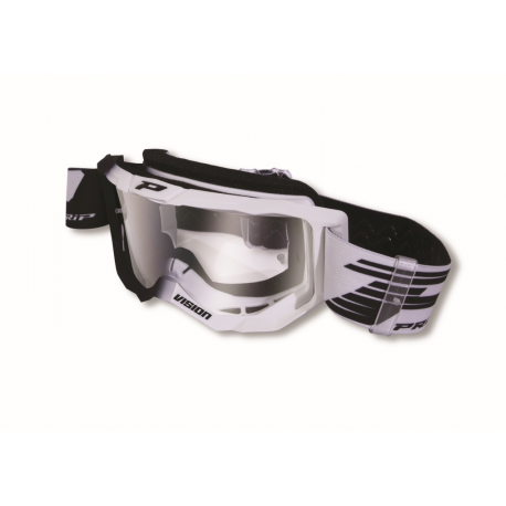 Progrip, MX brýle PG3300-126 TR VISION, barva černá bílá (sklo PG3310 čiré Antiscratch, No Fog, Anti UV)