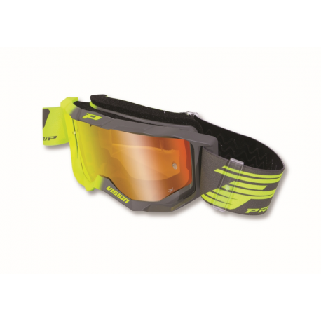 Progrip, MX brýle PG3300-347 FL VISION, barva žlutá fluo šedá (sklo PG3348 zrcadlové červené Antiscratch, No Fog, Anti UV)