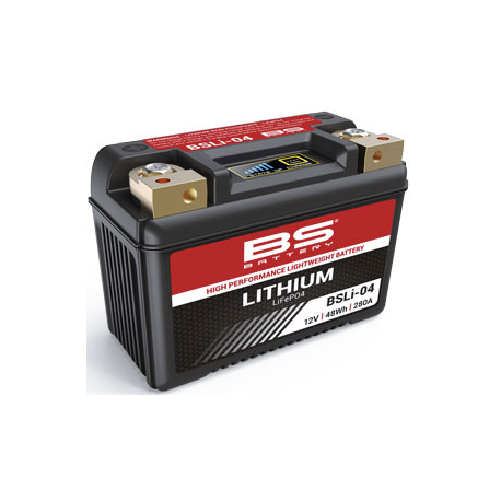 BS, akumulátr Lithium-iontový, s ukazatelem nabití LIFEPO4 BSLI-04 (134X65X92) (280A,48WH,4AH) (YTZ10S,YT12B-4,YT14B-4,YT12B