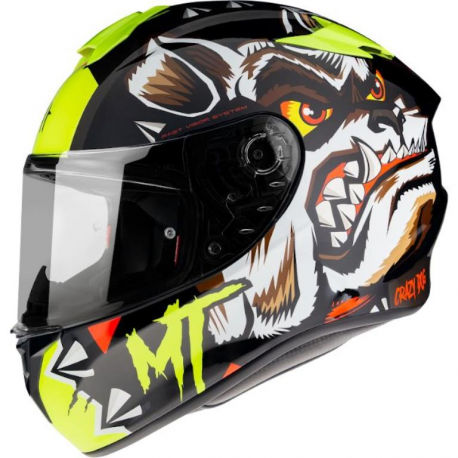 MT, integrální přilba Targo Crazydog G3, černá/bílá/žlutá fluo, velikost XS