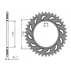 Sunstar, rozeta 4392 44 Triumph 900/955/1000, Triumph DAYTONA T595 955 '97-'99 (JTR2011.44) (řetěz 530) (439244JT)