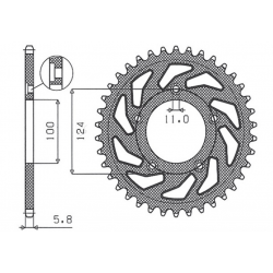 Sunstar, rozeta 4444 47 Ducati MONSTER / ABS 821 '15- 20, PANIGALE 899 898 '14-15, SCRAMBLER ABS 800 '15-16 (JTR746.47)