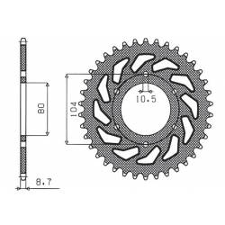 Sunstar, rozeta 501 33 Kawasaki Z 750C '80-87, GPZ 1100 '81-85, GPZ 750 '83-89, GPZ 750 TURBO '82-87 (řetěz 630)