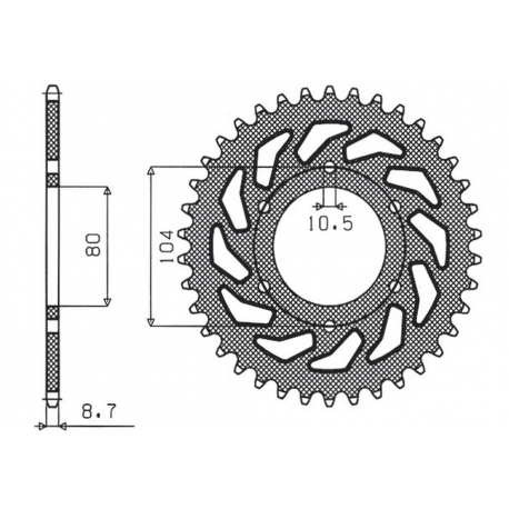 Sunstar, rozeta 501 33 Kawasaki Z 750C '80-87, GPZ 1100 '81-85, GPZ 750 '83-89, GPZ 750 TURBO '82-87 (řetěz 630)