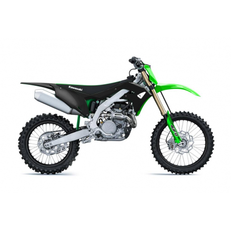 UFO, sada plastů, Kawasaki KXF 250 '21, KXF 450 '19-21 černá barva / zelená (v sadě kryty přední vidlice a polepy)