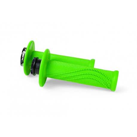 Racetech, gripy R20 LOCK-ON (22+25mm), barva zelená NEON + 8 adaptérů plynu
