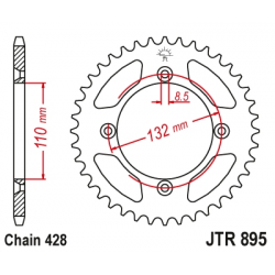 JT, rozeta 4486 49 KTM SX 85 '04-'18, 105 XC '07-'11 (448649JTZBK)* (řetěz 428), černá barva,