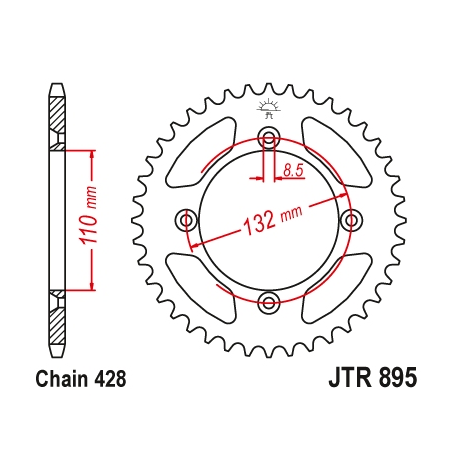JT, rozeta 4486 49 KTM SX 85 '04-'18, 105 XC '07-'11 (448649JTZBK)* (řetěz 428), černá barva,