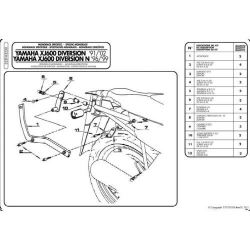 Kappa, nosič centrálního kufru, Yamaha XJ 600 DIVERSION (91-03), DIVERSION N (96-99) (bez plotny)