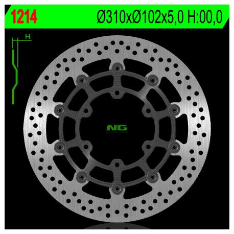 NG, přední brzdový kotouč, Suzuki GSXR 600/750 '08-'18, GSXR 1000 '09-'16, GSX 750Z '08-'14 (310X102X5mm) (6X8,5mm) plovoucí
