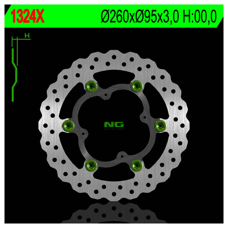 NG, přední brzdový kotouč, KTM 250/350 FREERIDE '12-'15 (plovoucí) (260X95X3) (4X6,5mm) WAVE