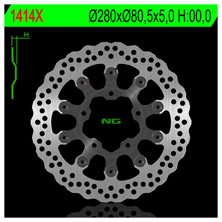 NG, přední brzdový kotouč, Kawasaki ZX6R / 6RR / 636 '03-'04 (280X80,5X5,0) (5X10,5mm)