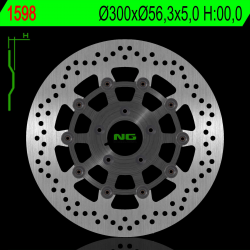 NG, přední brzdový kotouč, Harley Davidson 883/1200/1450/1584/1690/1745/1800/1869/1923 (plovoucí) (300X56,3X5mm) (5X8,5mm)