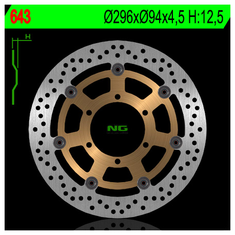 NG, přední brzdový kotouč, Honda CBR 600F '01-'10, CB 900F 02-07 VTX 1800C '01-08 (296X94X4,5) (6X6,5mm)
