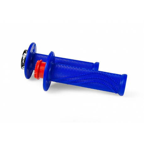 Racetech, gripy R20 LOCK-ON (22+25mm), modrá barva + 8 adaptérů plynu