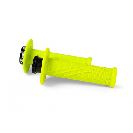 Racetech, gripy R20 LOCK-ON (22+25mm), barva žlutá neon + 8 adaptérů plynu