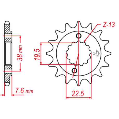 Grosskopf, přední řetězové kolečko, 2116 13 Suzuki LTR 450 '06-'12, LTZ 400 '03-'13, RMX 450 '10-'13, Kawasaki KFX 400, HYOSUNG