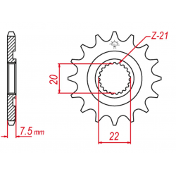 Grosskopf, přední řetězové kolečko 2120 11 samočistící (Self Cleaning) Honda CR 125R '04-'07, CRF 250R/X '04-'17 (JTF1323.11)