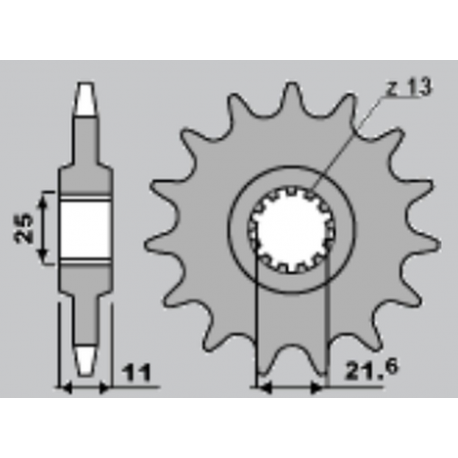 JR, přední řetězové kolečko 2142 16 Yamaha R6 '06-'09 (JTF1586.16)