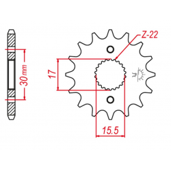 Grosskopf, přední řetězové kolečko, 2157 17 CRF150R '07-'15 (JTF1256.17)